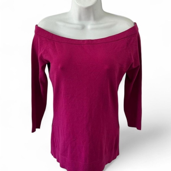 Ann Taylor Off-Shoulder Magenta Sweater - Picture 1 of 7